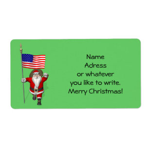 Étiquette Père Noël Avec L'Enseigne Des Etats-Unis