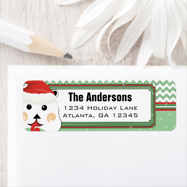 Étiquette Père Noël Bear Chevron ZigZag Christmas Adresse de (En situation)