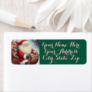Étiquette Père Noël Christmas Sleigh Personnalisé Noël