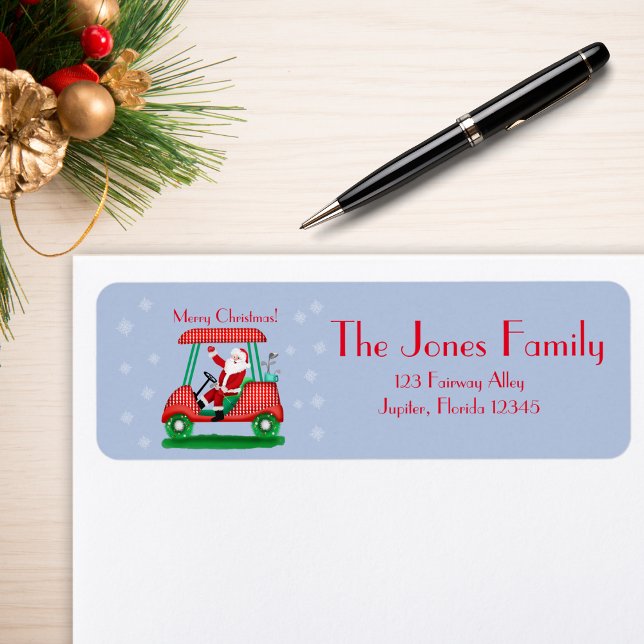 Étiquette Père Noël In Golf Panier Joyeux Noël ! (Créateur téléchargé)