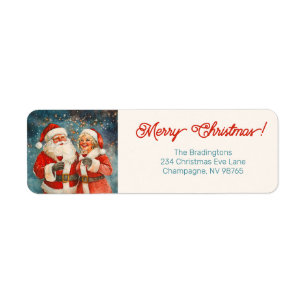 Étiquette Père Noël Mme Claus Joyeux Noël