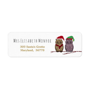 Étiquette Père Noël Owl et Elf Owl