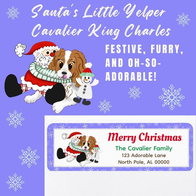Étiquette Père Noël Petit Yelper Cavalier King Charles Retou (Créateur téléchargé)