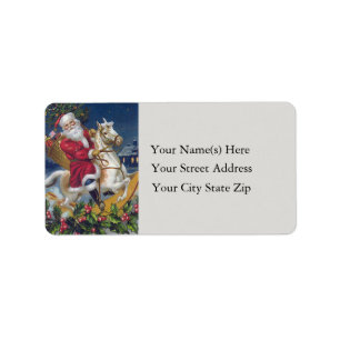 Étiquette Père Noël sur l'étiquette de adresse de cru de