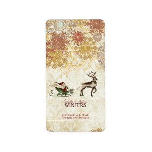 Étiquette Père Noël vintage et renne