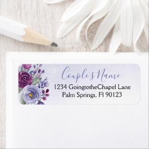 Étiquette Periwinkle Fuchsia Blush Watercolor Floral Wedding
