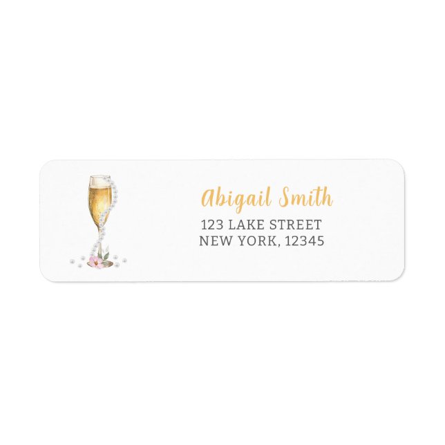 Étiquette Perles & Prosecco Remerciement pour la Mariée (Devant)