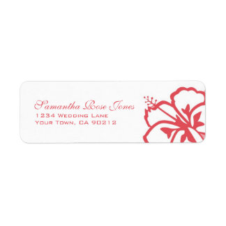 Étiquette Persimmon & White Hibiscus Flowers Adresse personn
