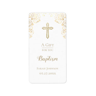Étiquette Personalized Baptism Gold Hand Sanitizer 