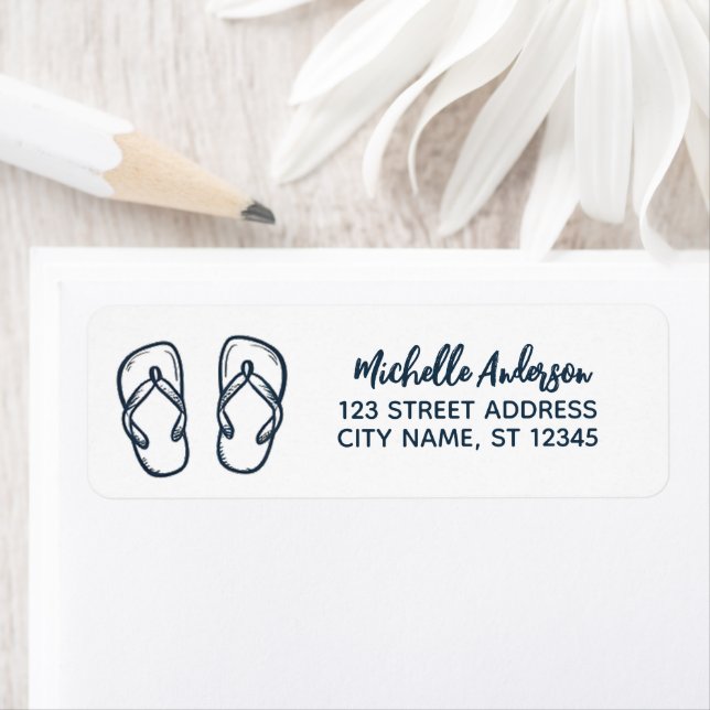 Étiquette Personalized Beach Flip Flops Return Address       (En situation)