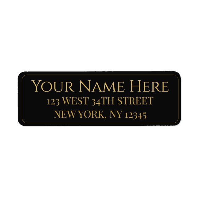 Étiquette Personalized Black and Gold Name and Address on (Devant)