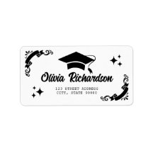 Personalized Graduation Elegant Script Stars & Cap