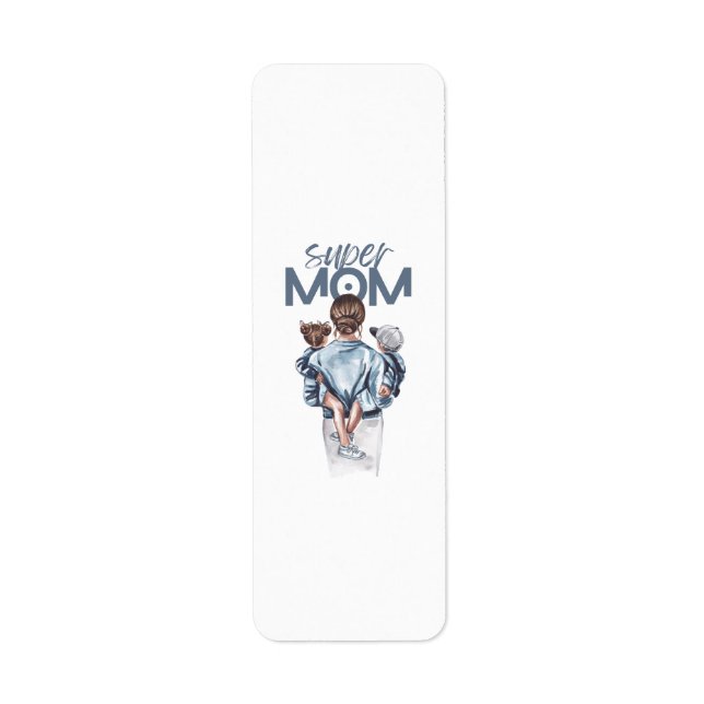 Étiquette Personalized Super Mom with Son and Daughter Gift (Devant)