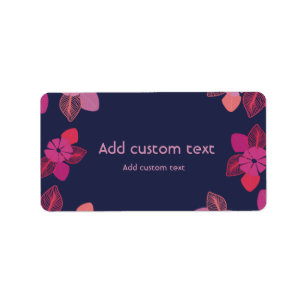 Étiquette personnalisable bleu floral élégant autocollant ét