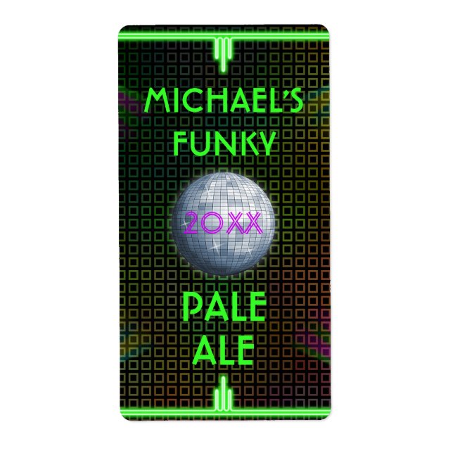 Étiquette Personnalisable Home Beer Brewer Disco Ball 70's (Devant)