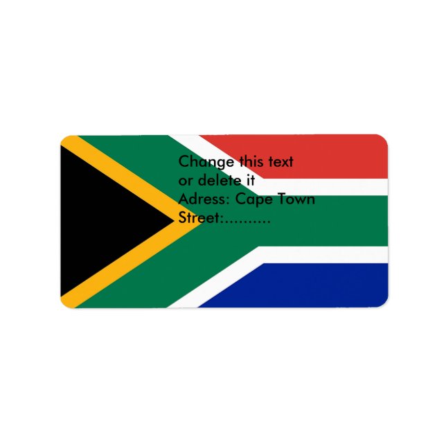 Étiquette personnalisé avec drapeau d'Afrique du S (Devant)