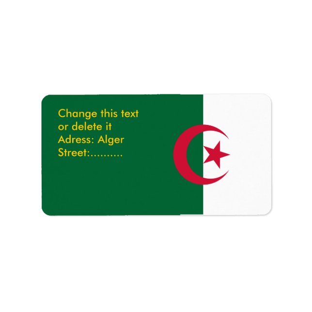 Étiquette personnalisé avec drapeau d'Algérie (Devant)