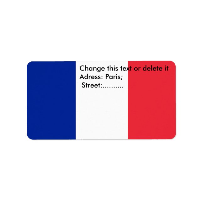Étiquette personnalisé avec drapeau de la France (Devant)