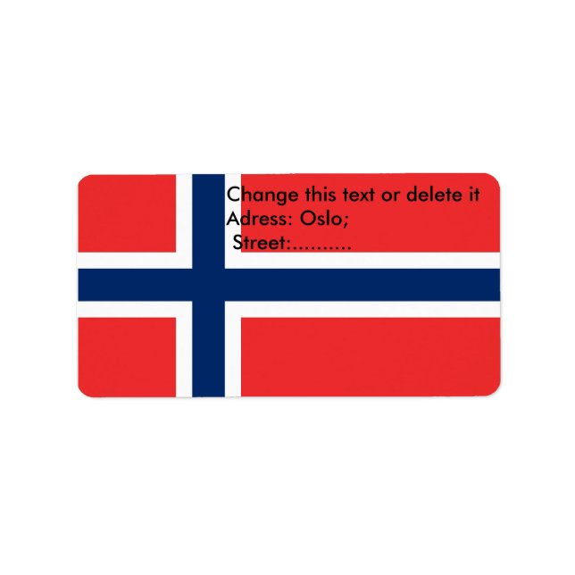 Étiquette personnalisé avec drapeau de la Norvège (Devant)
