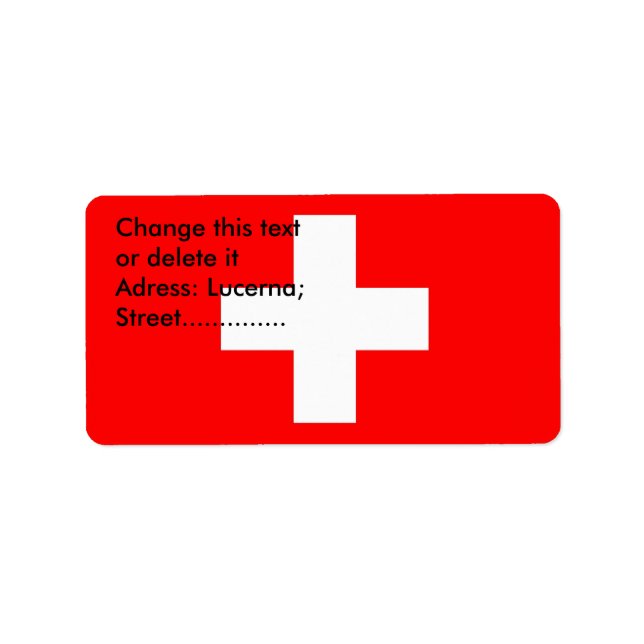 Étiquette personnalisé avec drapeau de la Suisse (Devant)