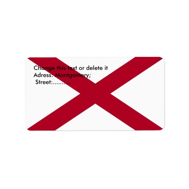 Étiquette personnalisé avec drapeau de l'Alabama,  (Devant)