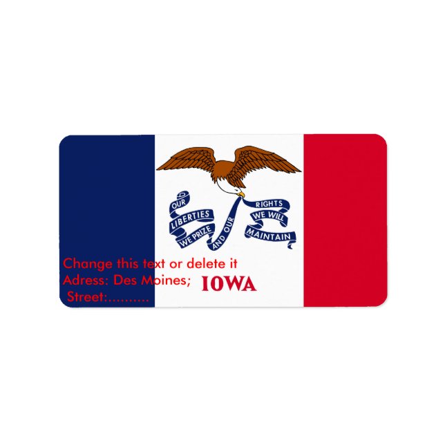 Étiquette personnalisé avec drapeau de l'Iowa (Devant)