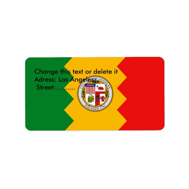 Étiquette personnalisé avec drapeau de Los Angeles (Devant)