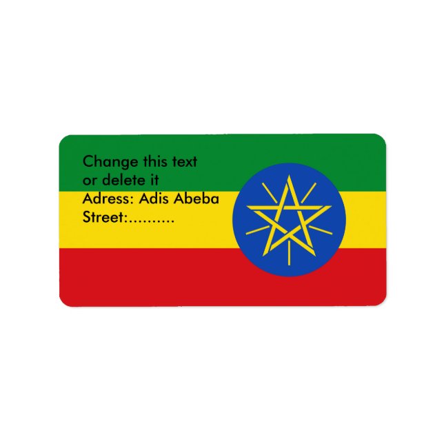 Étiquette personnalisé avec drapeau d'Éthiopie (Devant)
