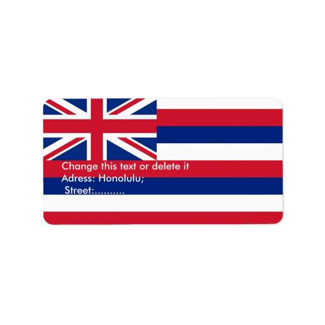 Étiquette personnalisé avec drapeau d'Hawaii, État (Devant)