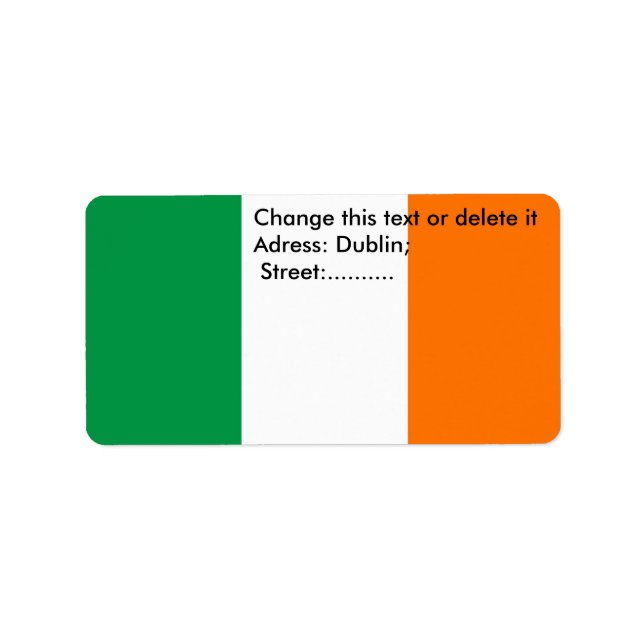Étiquette personnalisé avec drapeau d'Irlande (Devant)