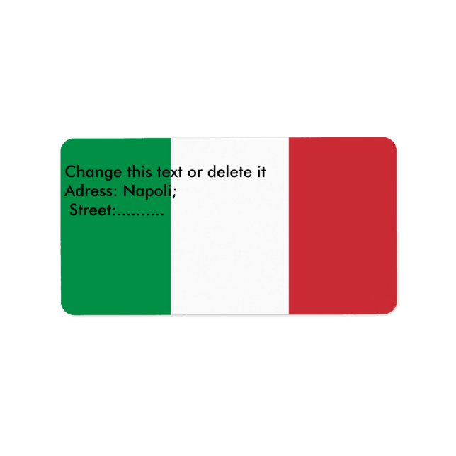 Étiquette personnalisé avec drapeau d'Italie (Devant)