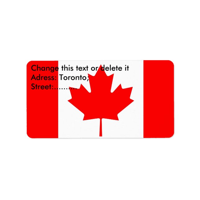 Étiquette personnalisé avec drapeau du Canada (Devant)