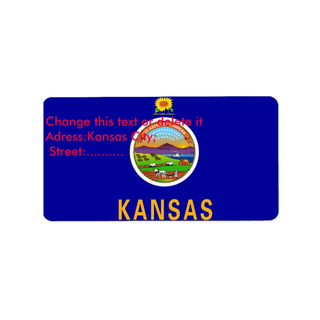 Étiquette personnalisé avec drapeau du Kansas, U.S (Devant)