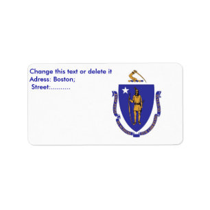 Étiquette personnalisé avec drapeau du Massachuset