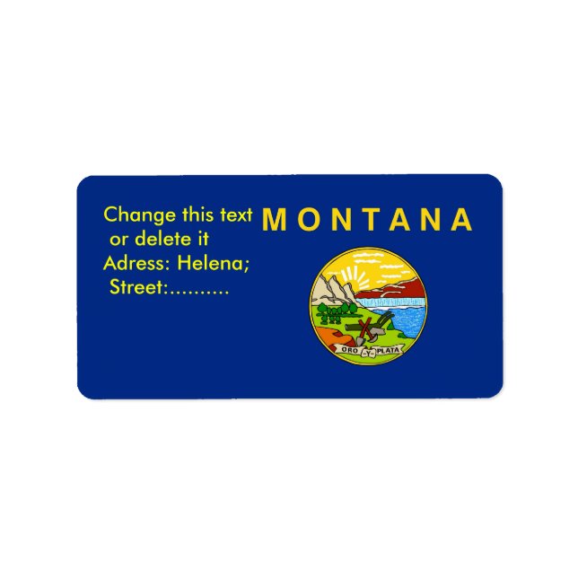 Étiquette personnalisé avec drapeau du Montana, Ét (Devant)