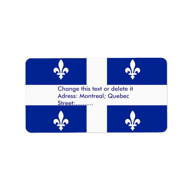 Étiquette personnalisé avec drapeau du Québec, Can (Devant)
