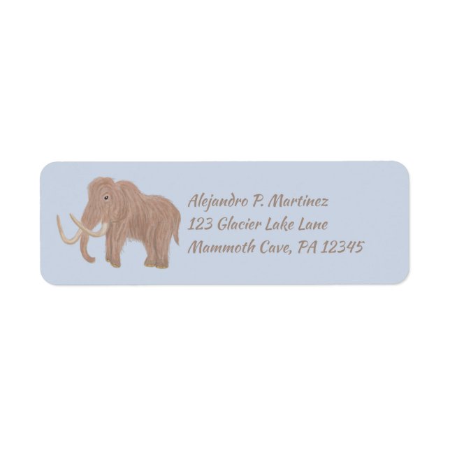 Étiquette Personnalisé Brown, Blue Wooly Mammoth Adresse de  (Devant)