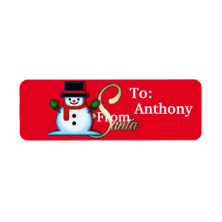 Étiquette Personnalisé De Père Noël Snowman Red Christmas