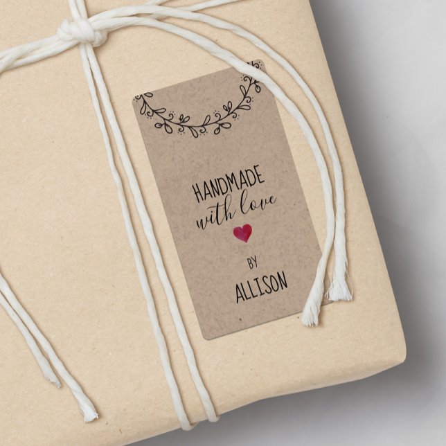 Étiquette Personnalisé Faux Kraft Look Fabriqué à la main Co (Créateur téléchargé)