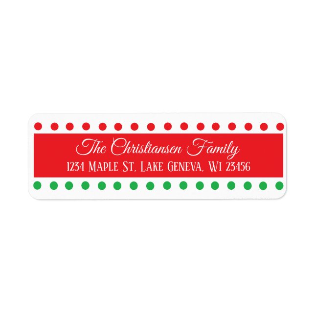 Étiquette Personnalisé Noël Pois rouges et verts (Devant)
