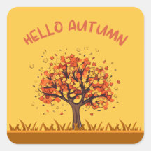 Étiquette personnalisée "Bonjour l'automne" Feuill