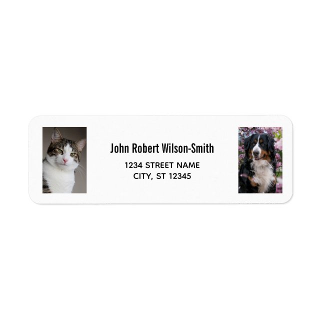 Étiquette Personnaliser 2 Photos Chat Chien moderne Adresse  (Devant)