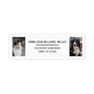 Étiquette Personnaliser 2 Photos Chat Chien moderne Adresse