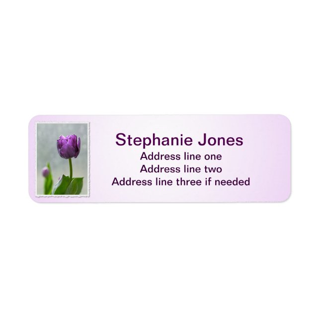 Étiquette Personnaliser : Adresse Modèle Tulipes pourpres Ph (Devant)