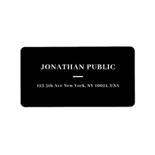 Étiquette Personnaliser Simple Modèle Noir Et Blanc Adresse