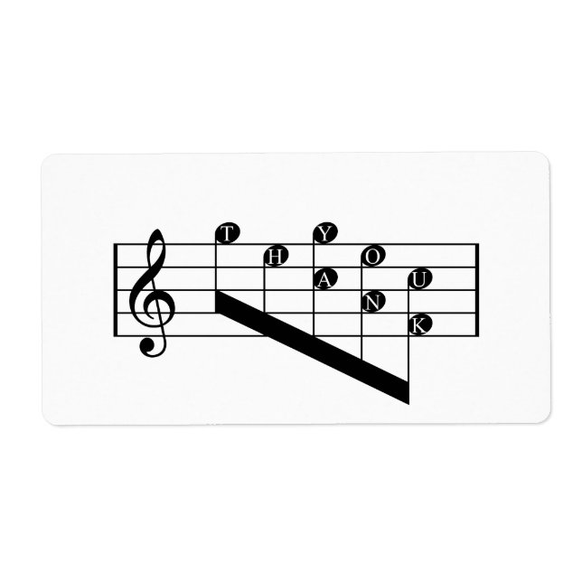 Étiquette Personnel Musical Treble Clef Merci Notes Design (Devant)