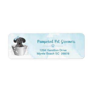 Étiquette Pet Groomer Chiot dans Tub Cute Adresse de retour