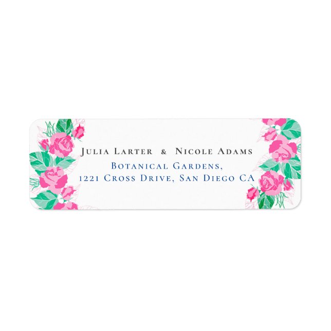 Étiquette Pétales de rose verts roses Fleurs Jardin Mariage (Devant)