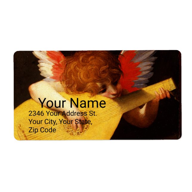 Étiquette PETIT ANGEL JOUER DE LA LUTE Musique Fabriquant Ch (Devant)