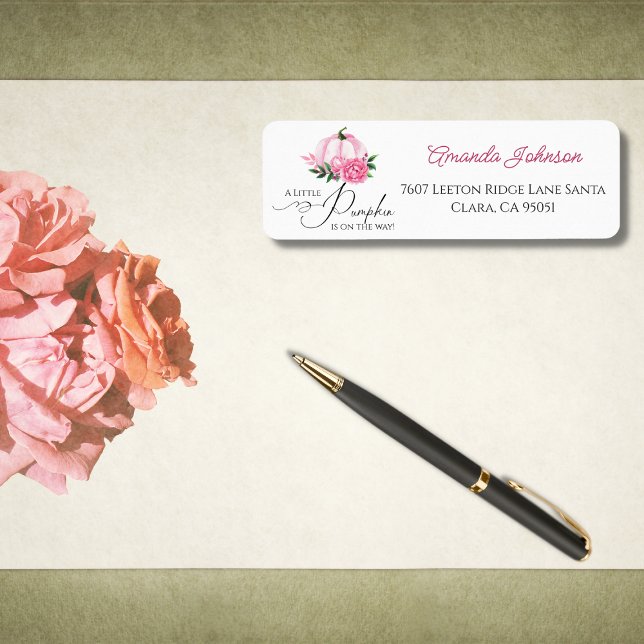 Étiquette Petit Citrouille Blush rose Automne Baby shower ru (Créateur téléchargé)